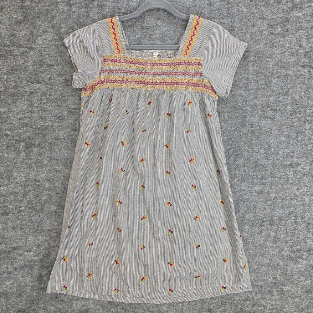 Uncle Frank Dress Women Small Smocked Embroidered Floral Square Neck Cottagecore